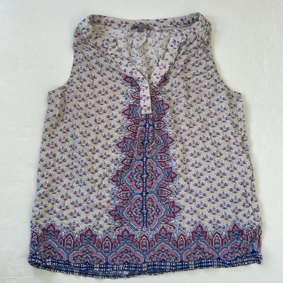 Saint Tropez West Gray Purple Floral Sleeveless Tank Top Large - Picture 1 of 14